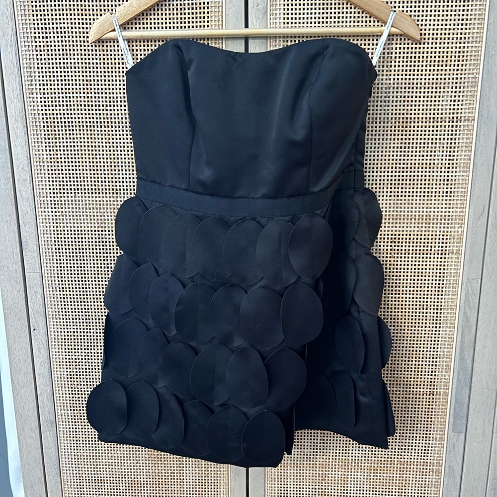 Phoebe Couture Black Strapless Dress with Textured Detail